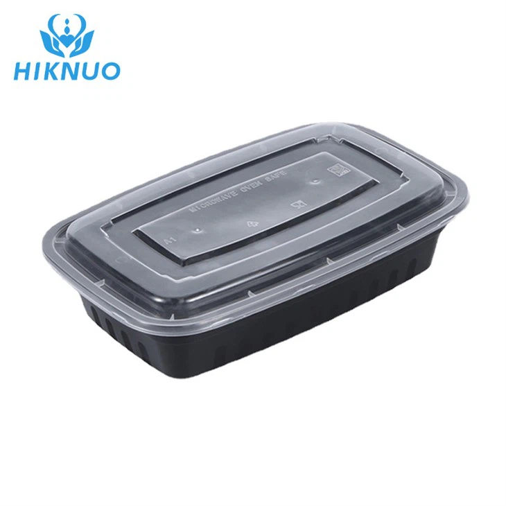 400ml Rectangular Container Black Takeaway Lunch Packaging Box Disposable Plastic Meal